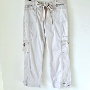 White House Black Market Cargo Capri Pants W/Ribbon Belt & Grosgrain Trim-Size 4